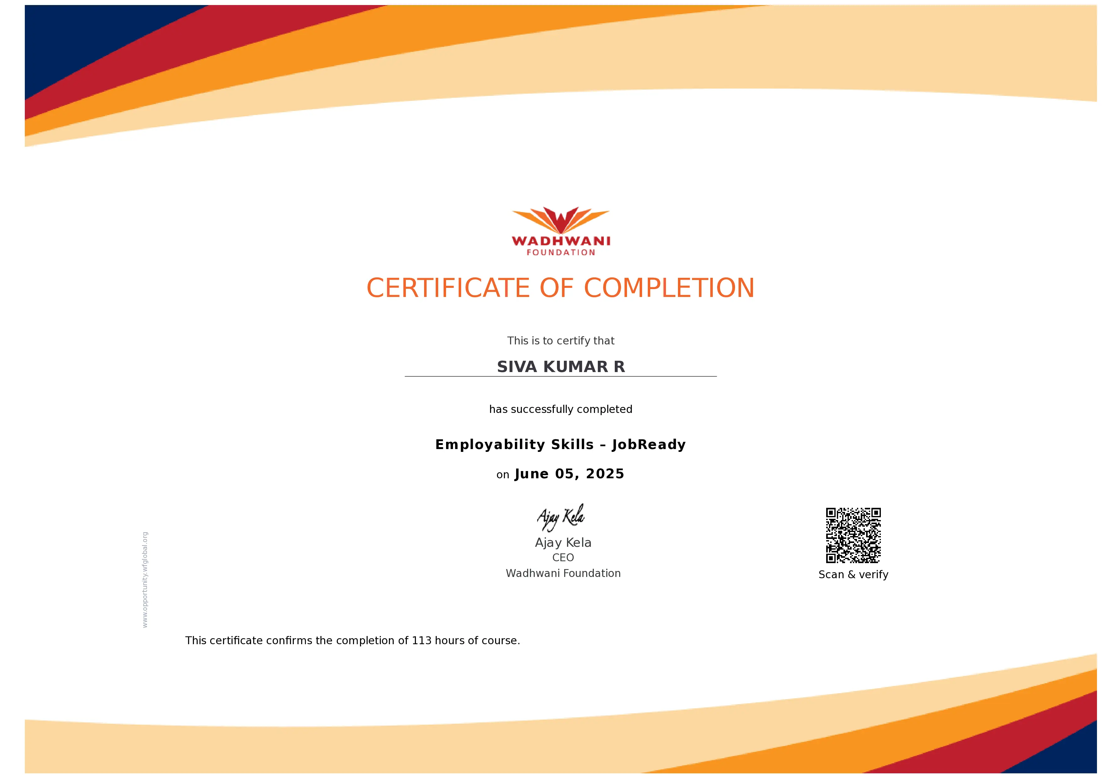 Siva Kumar R Employability Skills Certification